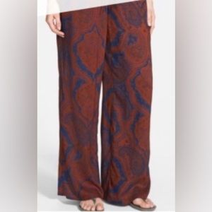 BP. Sun & Shadow • Vintage Inspired • Wide-Leg Pants • Orange & Navy Paisley